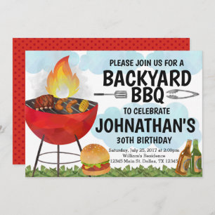 BBQ Birthday Party Invitation Invite