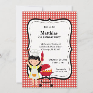BBQ birthday party (red) Invitation