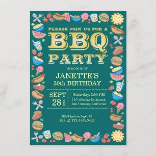 BBQ Birthday Party Theme Barbecue Invitation