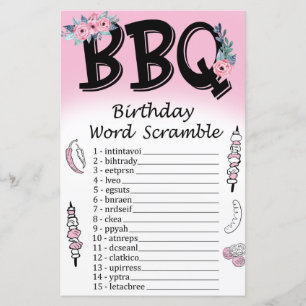 BBQ Birthday Word Scramble Game