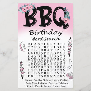 BBQ Birthday word search game