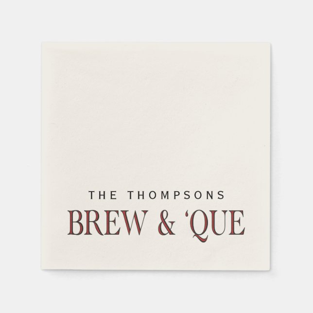 BBQ | Brew & 'Que Custom Personalized Paper Napkins (Front)