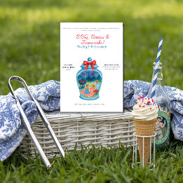 BBQ, Brews, Fireworks Ginger Jar 4th of July Invitation
