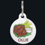 BBQ Buffalo Hot Spicy Chicken Wings Foodie Celery Pet Tag<br><div class="desc">Pet tag features an original marker illustration of a delicious BBQ buffalo chicken wings. Simply personalize with your pet's name and your contact information for a one-of-a-kind cat or dog tag.

Don't see what you're looking for? Need help with customization? Contact Rebecca to have something designed just for you.</div>