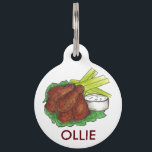 BBQ Buffalo Hot Spicy Chicken Wings Foodie Celery Pet Tag<br><div class="desc">Pet tag features an original marker illustration of a delicious BBQ buffalo chicken wings. Simply personalize with your pet's name and your contact information for a one-of-a-kind cat or dog tag.

Don't see what you're looking for? Need help with customization? Contact Rebecca to have something designed just for you.</div>