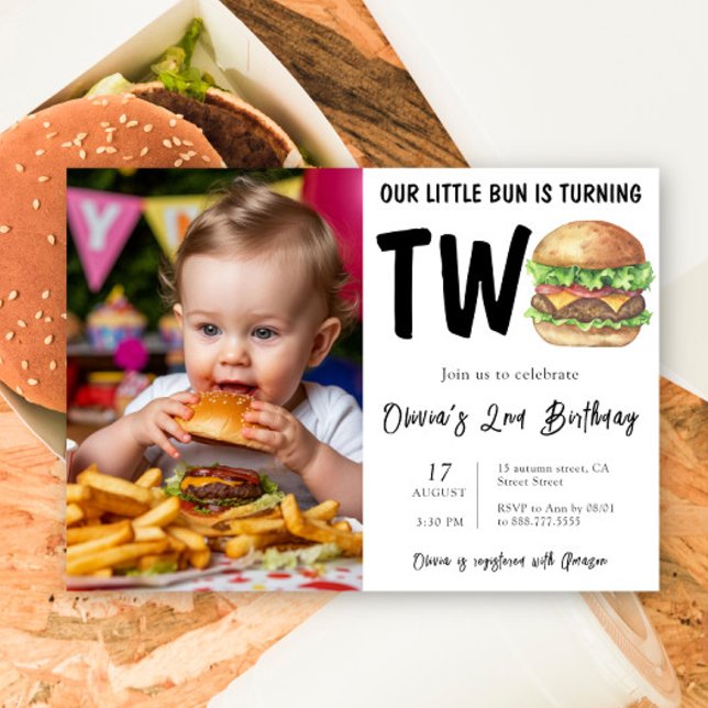 BBQ Burger 2nd Birthday Party Invitation (Creator Uploaded)