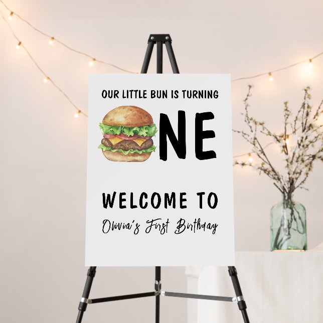 BBQ Burger First Birthday Party Foam Board (In Situ (Stand))