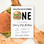 BBQ Burger First Birthday Party Invitation<br><div class="desc">Birthday Party. Invite guests to a birthday party in style with our cheeseburger birthday party invitations. Watercolor hamburger.</div>