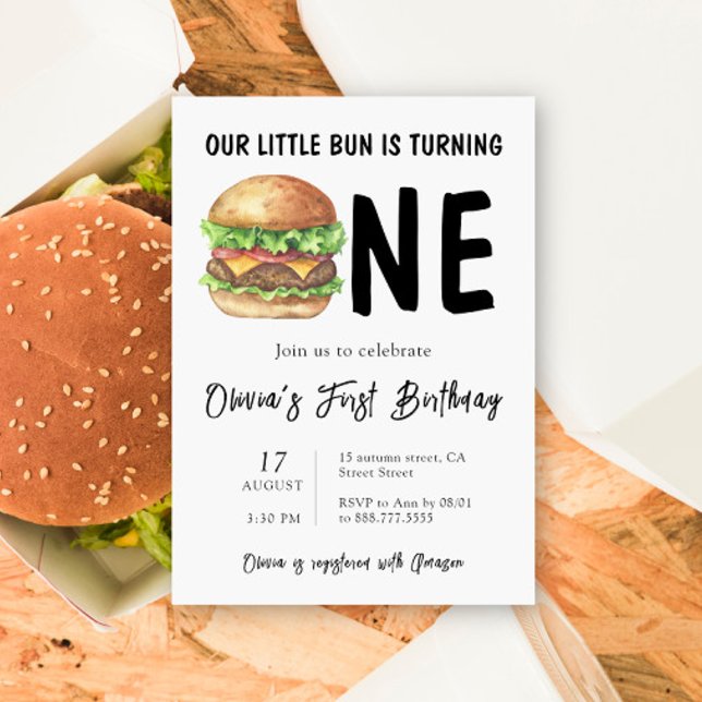 BBQ Burger First Birthday Party Invitation (Creator Uploaded)