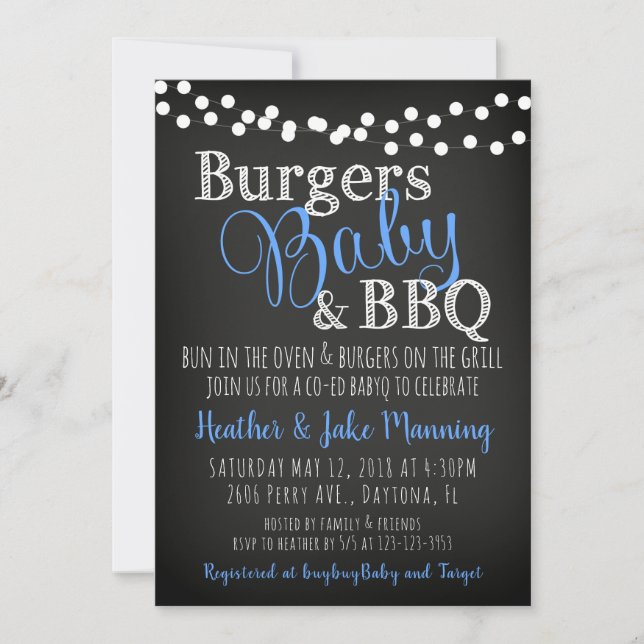BBQ Burgers Baby Coed Boy Baby Shower Invitation (Front)