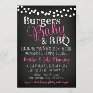 BBQ Burgers Baby Coed GirlG Baby Shower Invitation