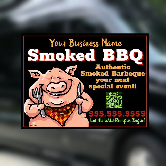 BBQ Business Barbeque Pig Roast Grill Food Truck Car Magnet (Creator Uploaded)