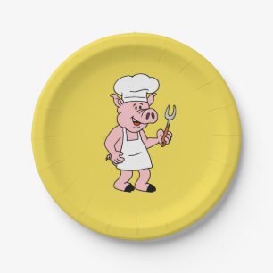 BBQ Cartoon Pig Plates