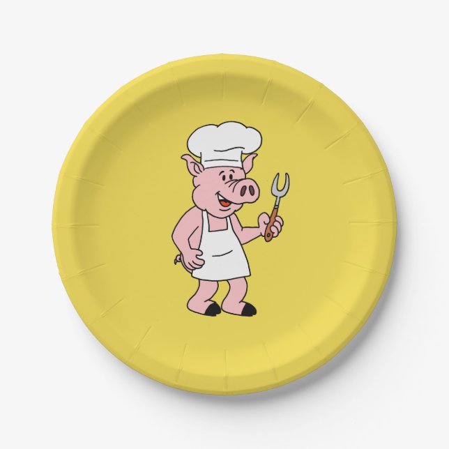 BBQ Cartoon Pig Plates (Front)