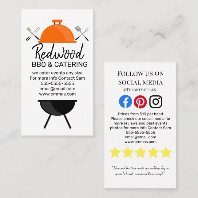 BBQ catering hog roast wedding events fundraisers Business Card (Front/Back)