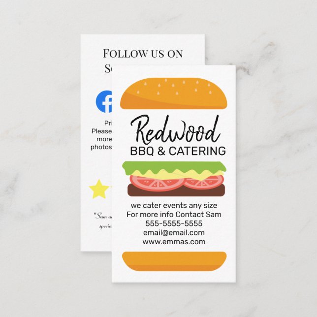 BBQ catering hog roast wedding events fundraisers Business Card (Front/Back)
