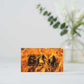 BBQ Catering Hot Burning Fire Business Card (Standing Front)