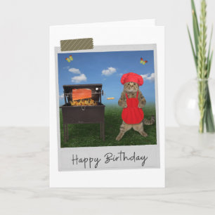 BBQ Chef Cat Funny Birthday Card