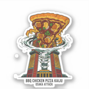 BBQ Chicken Pizza Kaiju Osaka Attack Monster Art Sticker