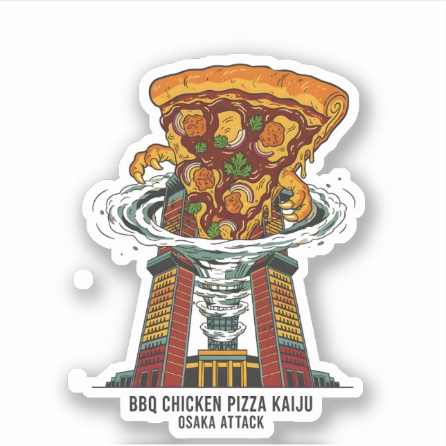 BBQ Chicken Pizza Kaiju Osaka Attack Monster Art Sticker (Front)