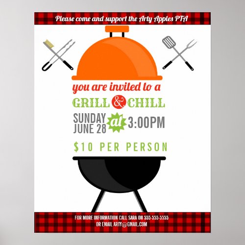 BBQ chill grill fundraiser school PTO PTA charity Poster