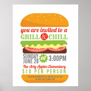 BBQ chill grill fundraiser school PTO PTA charity Poster