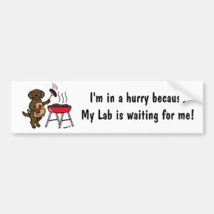 BBQ Chocolate Labrador Chef Cartoon Bumper Sticker
