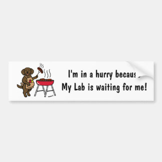 BBQ Chocolate Labrador Chef Cartoon Bumper Sticker