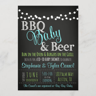 BBQ co ed boy baby shower invitations