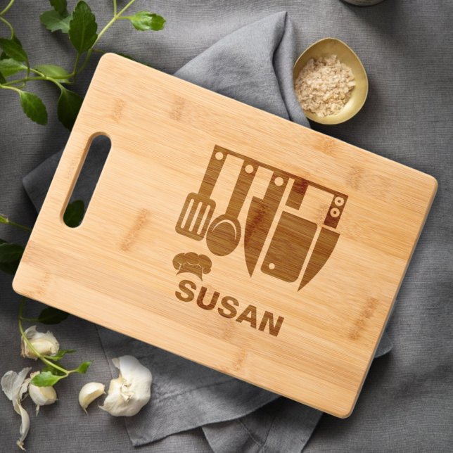BBQ Cook Monogram Chef Grilling  Engraved Cutting Board (Creator Uploaded)