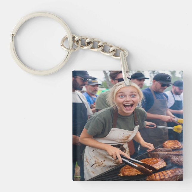 BBQ Cook Off Photo Customize Keychain (Front)