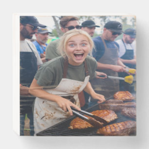 BBQ Cook Off Photo Customize Wooden Box Sign