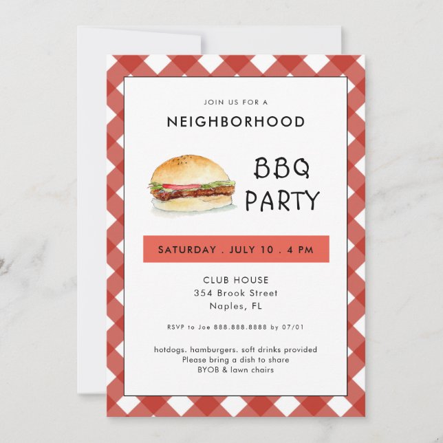 BBQ Cookout Block Party  Invitation (Front)