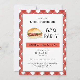 BBQ Cookout Block Party  Invitation
