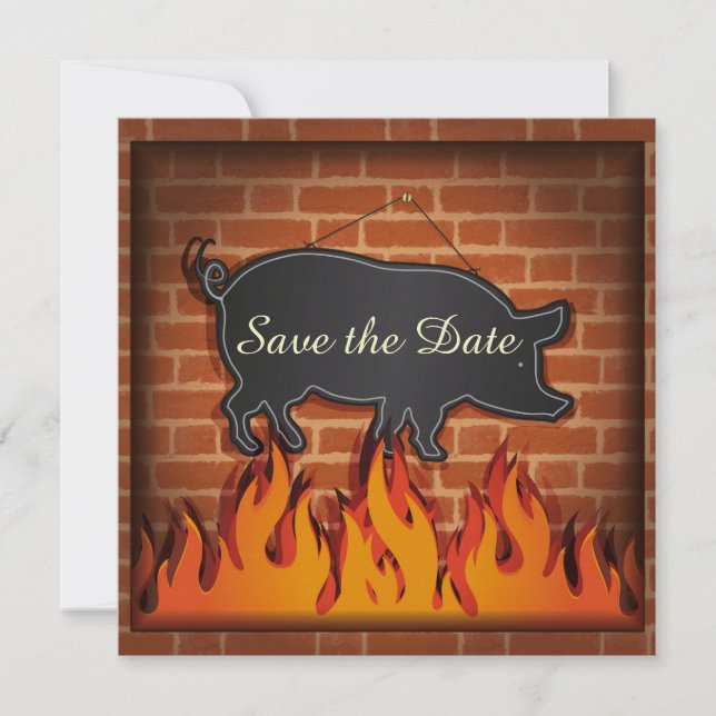 BBQ Cookout Pig Pickin' ! Save The Date (Front)