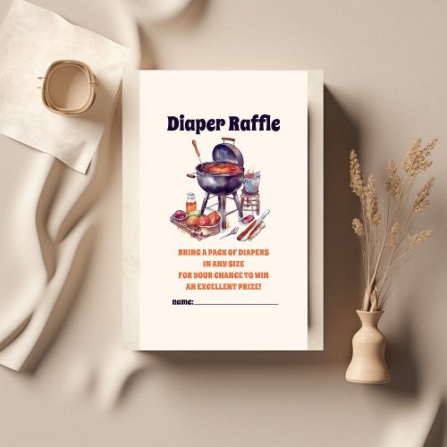 BBQ Couples Baby Shower BabyQ diaper raffle Enclosure Card