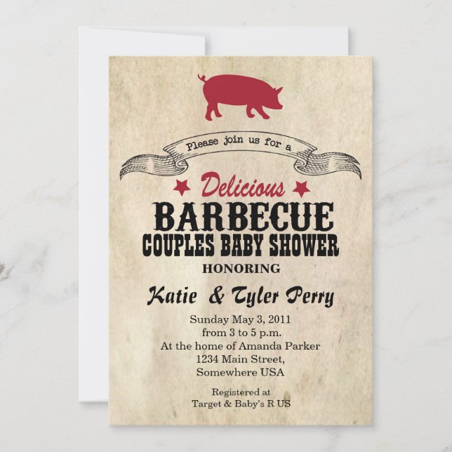 BBQ Couples BABY Shower Invite (Front)