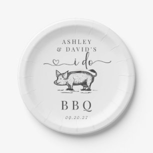 BBQ Couples Shower Rustic Rehearsal Roast Paper Plates