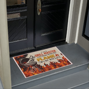 Bbq Custom Doormat Grill Master Lives Here