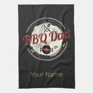 BBQ Dad Vintage Grill or Barbecue For Fathers Day Kitchen Towel