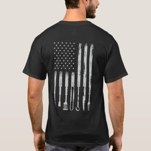 BBQ Design Smoking Barbecue USA Flag T_Shirt