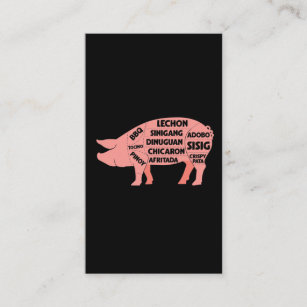 BBQ Diagram Filipino Pig Pork Cuts Meat Business Card