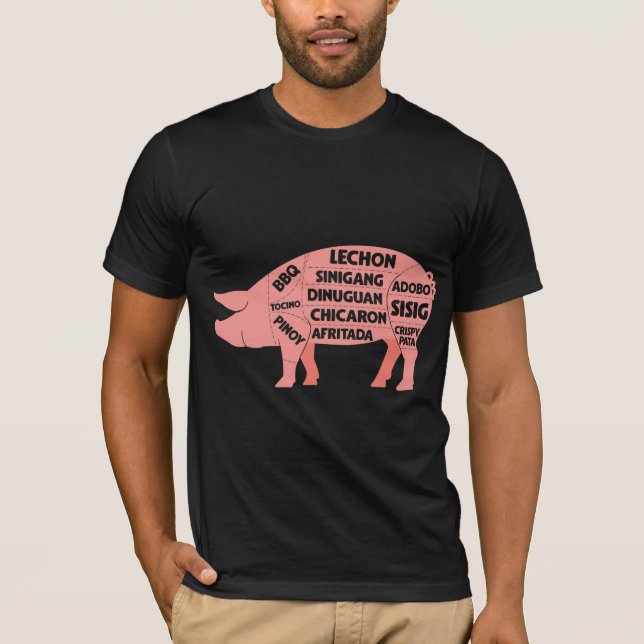 BBQ Diagram Filipino Pig Pork Cuts Meat T-Shirt (Front)