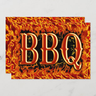 BBQ Dinner Realistic Flames Invitations