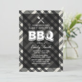BBQ Elegant Gray Plaid Baby Shower Invitation (Standing Front)