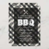 BBQ Elegant Gray Plaid Baby Shower Invitation (Front/Back)