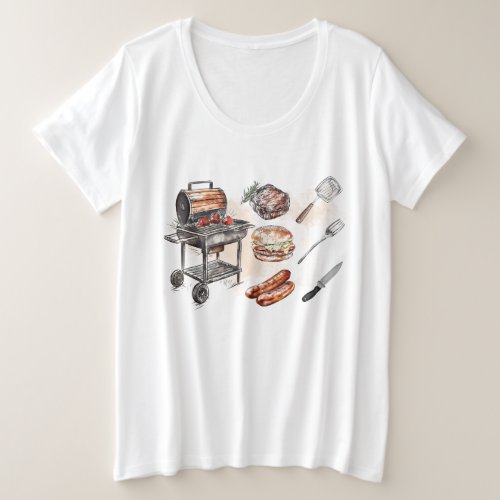 BBQ elements design Plus Size T_Shirt