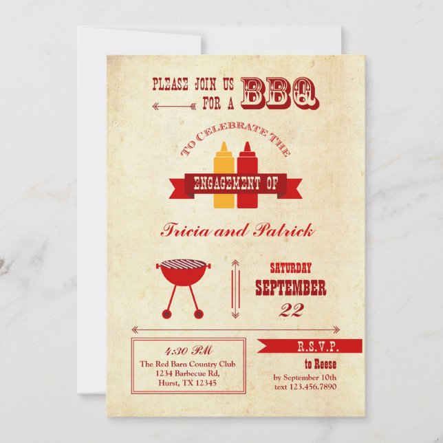 BBQ Engagement Party Invitation (Front)