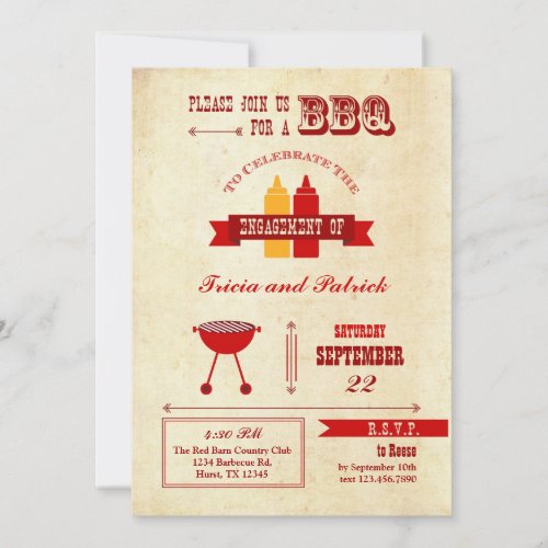 BBQ Engagement Party Invitation