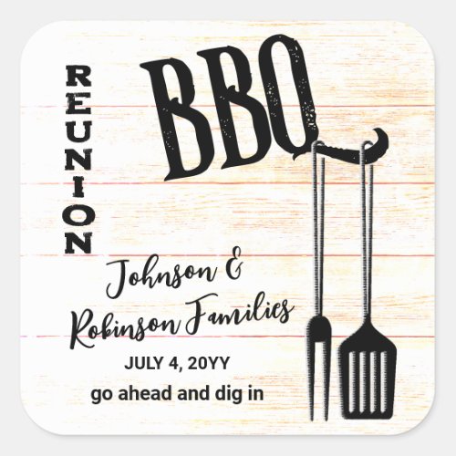 BBQ Family Reunion Square Sticker